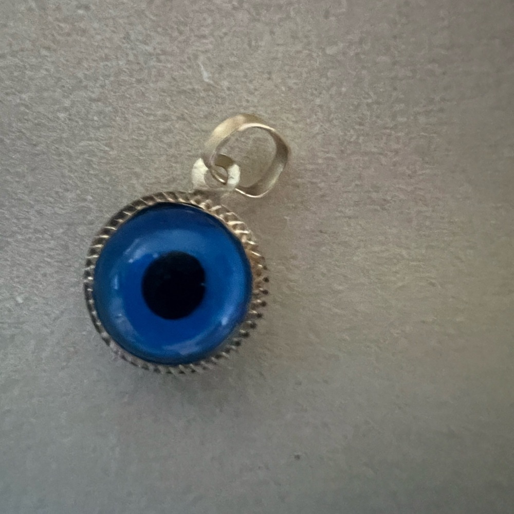 Gold and Blue Evil Eye Pendant 10k gold